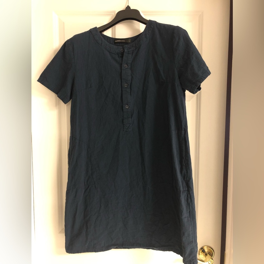 Celmia Chic Navy Button-Down Dress